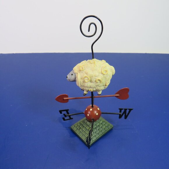 Mini Weather Vane with sheep Spiral Note or Photo holder Farmhouse 5.5" tall - Picture 1 of 13